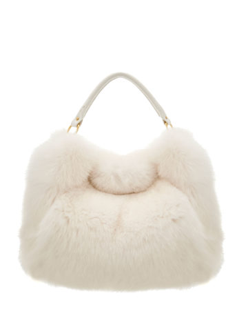 white-fox-fur-hand-bag